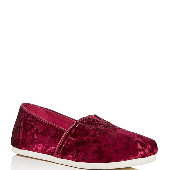 Toms Shoes - Toms Crushed Velvet Royal Burgundy Slip On Flats 9